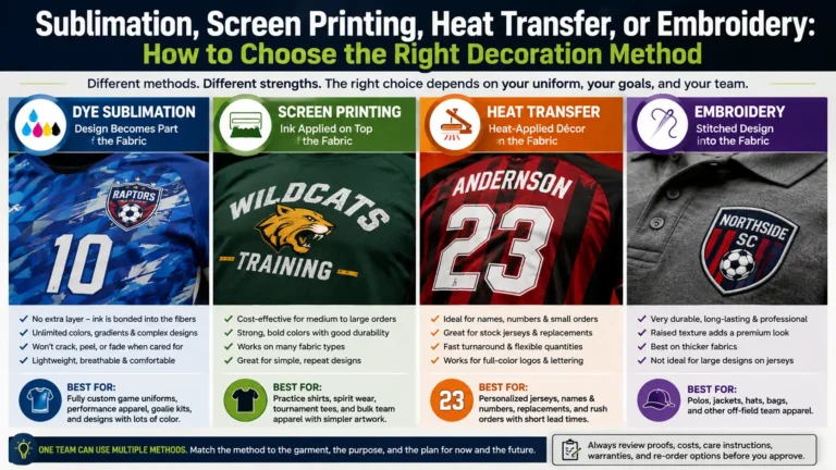 Sublimation, Screen Printing, Heat Transfer, or Embroidery: How to Choose the Right Decoration Method