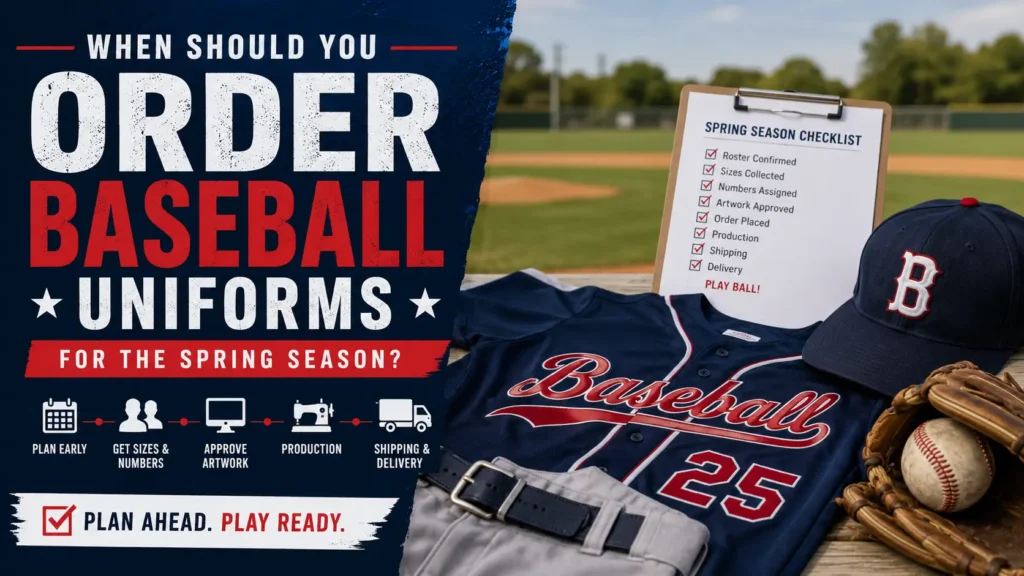 when to order baseball uniforms? Work backwards from when you need it.